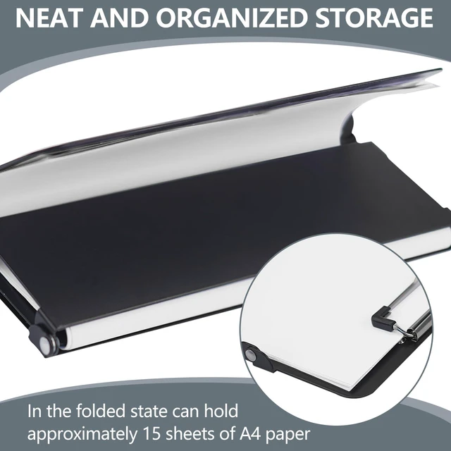 Alt view image 5 of 7 - Nursing Clipboard Foldable, 4-Fold Aluminum Pocket Size,Dark Black Folding Clipboard without Medical Cheat Sheets, Metal Pen Clip & Privacy Protection for Nurses, Nursing Students & Doctors