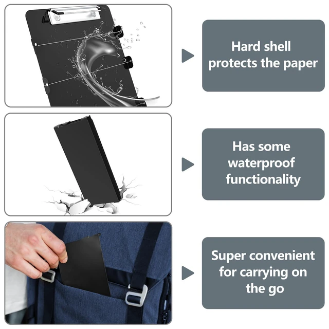 Alt view image 6 of 7 - Nursing Clipboard Foldable, 4-Fold Aluminum Pocket Size,Dark Black Folding Clipboard without Medical Cheat Sheets, Metal Pen Clip & Privacy Protection for Nurses, Nursing Students & Doctors
