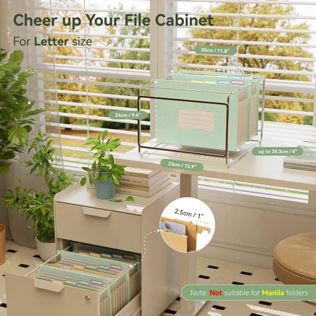Alt view image 2 of 6 - Wheat Straw Hanging File Folders,7-Pocket Accordion Organizer Large Capacity, Letter Size for Filing Cabinet, 100% BPA Free, Return to Nature, Healthy Living-Mint Green