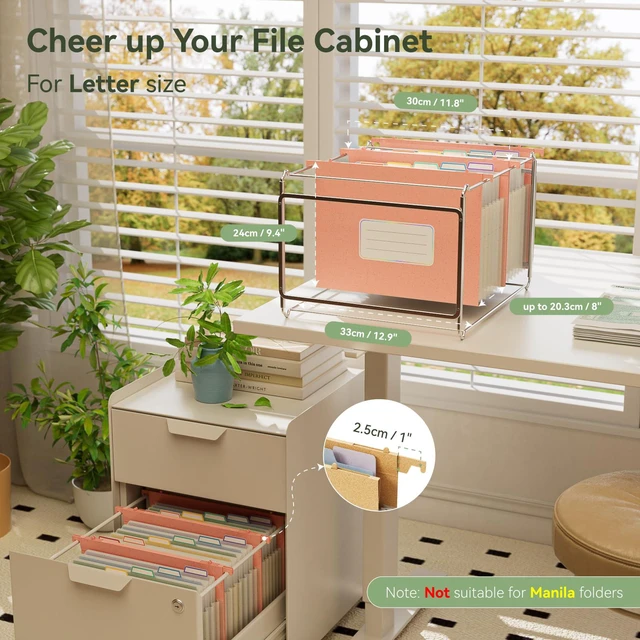 Alt view image 2 of 6 - Wheat Straw Hanging File Folders,7 * 1.2" Accordion Pockets Large Capacity File Organizer, Letter Size for Filing Cabinet,100% BPA Free, Return to Nature, Strawberry Pink