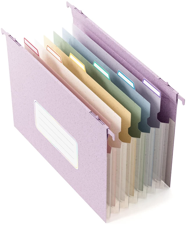 Main image of Wheat Straw Hanging File Folders,7-Pocket Accordion Organizer Large Capacity,Letter Size for Filing Cabinet, 100% BPA Free, Return to Nature, Healthy Living-Lavender purple