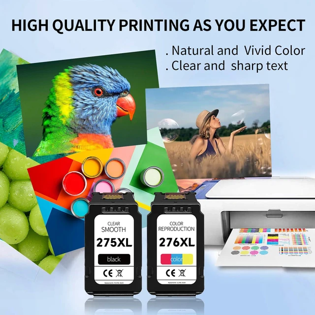 Alt view image 4 of 7 - 275XL 276XL Ink Cartridge Combo Pack Replacement for Canon 275xl and 276xl Ink cartridges for Pixma TR4720 TS3522 TS3520 TS3720 TS3722 TS3500 TR4722 TR4723 TR4700 High Yield (1Black/1Color)