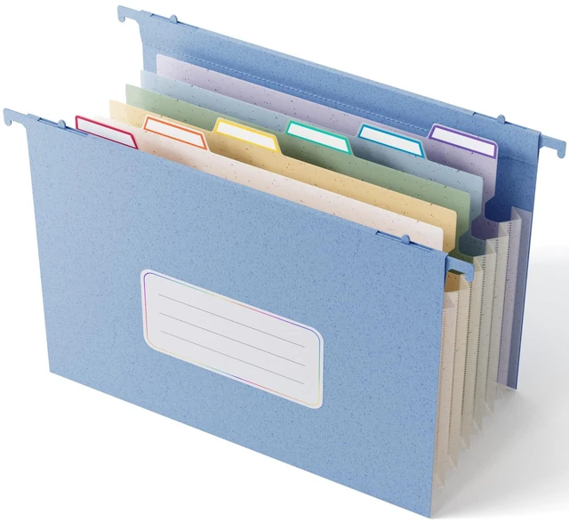 Main image of Wheat Straw Hanging File Folders,7-Pocket Accordion Organizer Large Capacity, Letter Size for Filing Cabinet, 100% BPA Free, Return to Nature, Healthy Living-UN Blue