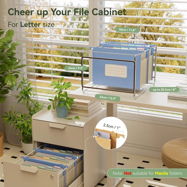 Alt view image 2 of 6 - Wheat Straw Hanging File Folders,7-Pocket Accordion Organizer Large Capacity, Letter Size for Filing Cabinet, 100% BPA Free, Return to Nature, Healthy Living-UN Blue