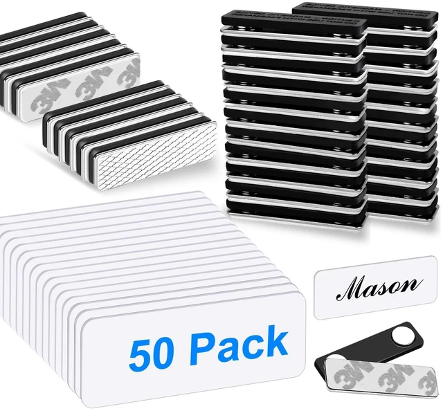Main image of Magnetic Name Tags, 50-Pack Engravable Name Badge with Magnetic Backing, Reusable Name Tags