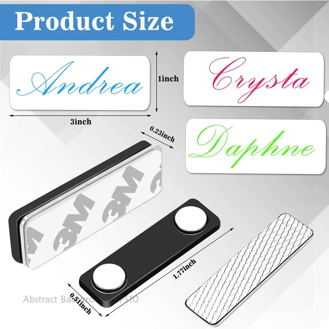 Alt view image 4 of 7 - Magnetic Name Tags, 50-Pack Engravable Name Badge with Magnetic Backing, Reusable Name Tags