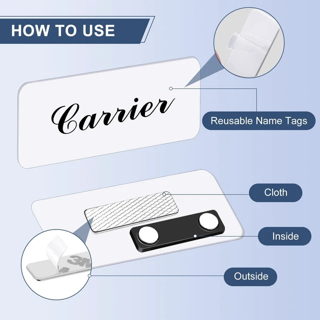 Alt view image 6 of 7 - Magnetic Name Tags, 50-Pack Engravable Name Badge with Magnetic Backing, Reusable Name Tags