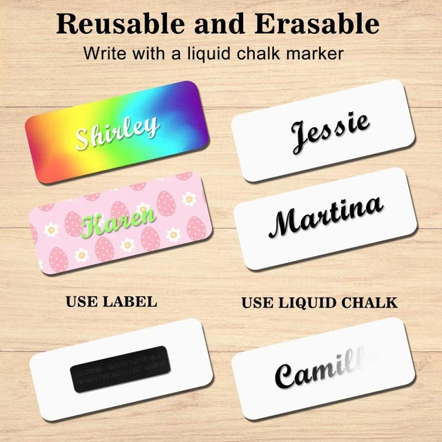 Alt view image 5 of 7 - Magnetic Name Tags, 50-Pack Engravable Name Badge with Magnetic Backing, Reusable Name Tags