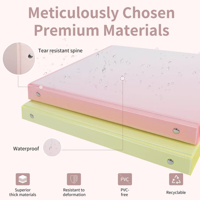 Alt view image 3 of 7 - 0.5 inch 3-Ring Binder, 1/2 inch Round Ring Binder with 2 Inside Pockets, Clear View Cover Binders Holds 8.5'' x 11''PaperPVC Free, Pastel Color Binders for Office/Home/School Supply, 6 Pack