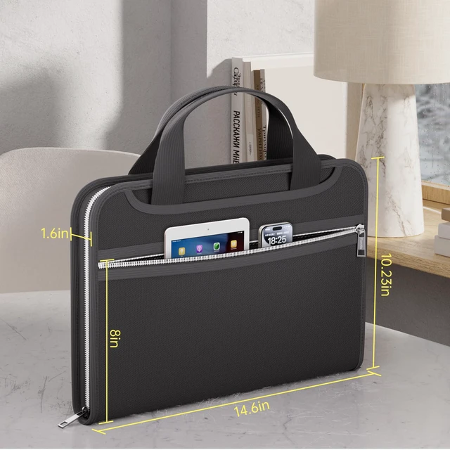 Alt view image 5 of 7 - Fireproof Accordion File Organizer, 13 Pocket Expanding File Folder Document Organizer with Handle, File Folder with Multi-Pockets Paper Organizer for A4 File, Black