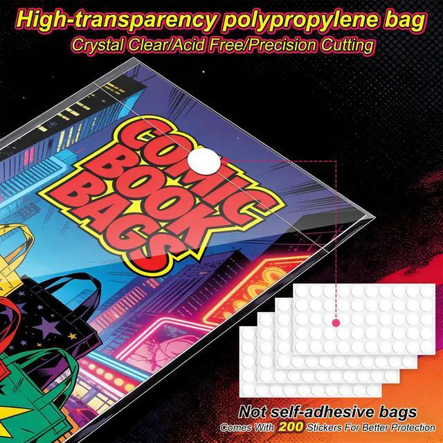 Alt view image 4 of 7 - 100 Pack Comic Book Bags and Boards, Thick Acid-Free Current Comic Books Backing Boards, Clear Book Sleeves Protector 7.15" X 10.5"