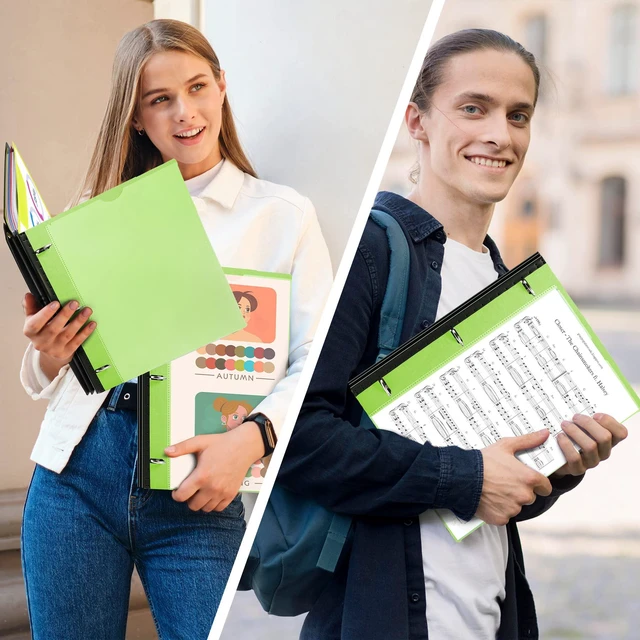 Alt view image 6 of 7 - 2-Pack Telescoping 3 Ring Binder Notebooks, Green Includes Front Cover / Tabbed Catalog Pocket / 5 Tab Dividers / 1 Pocket Folder / 60 Sheets of Paper