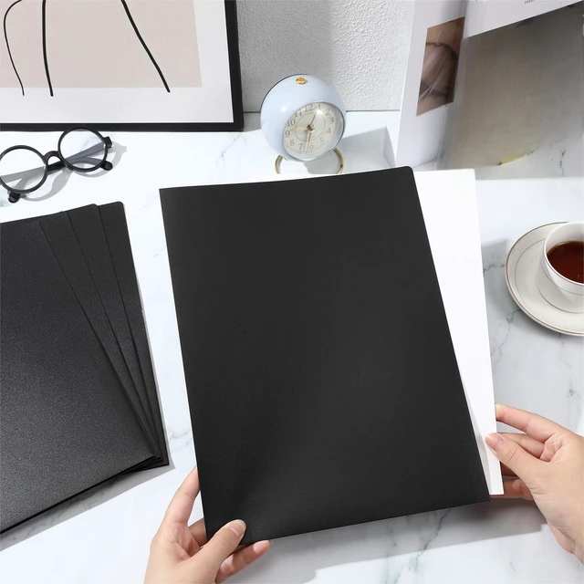 Alt view image 4 of 7 - 50 Pack Plastic Folders with Pocket Bulk 2 Pocket Heavy Duty Letter Size Folders Business Card Holder for School Office File(Black Color)