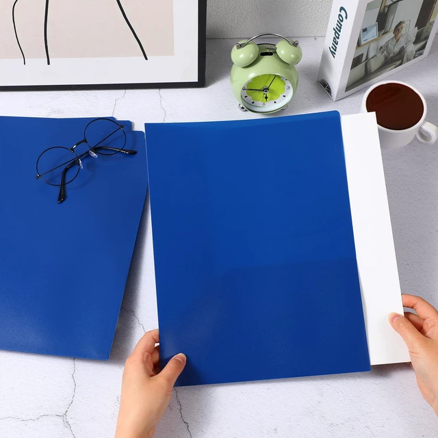 Alt view image 4 of 7 - 50 Pack Plastic Folders with Pocket Bulk 2 Pocket Heavy Duty Letter Size Folders Business Card Holder for School Office File(Blue)
