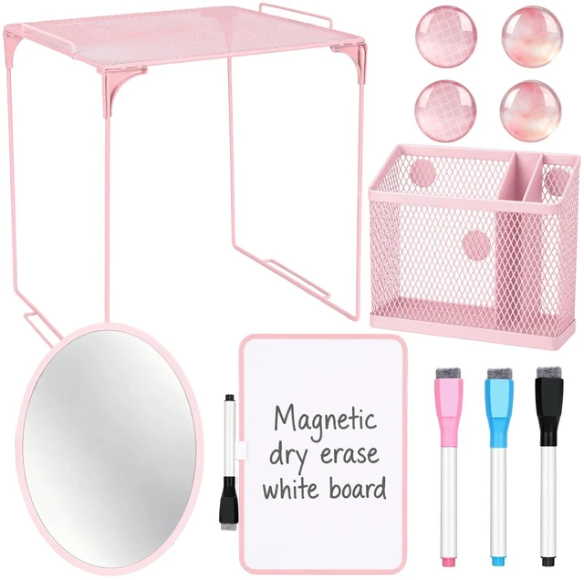 Main image of Pink Locker Accessories for Girls 11 Pcs Back to School Locker Decoration Supplies with Shelf Magnetic Mirror Whiteboard Pen Holder Magnets Locker Organizer Set for School Office