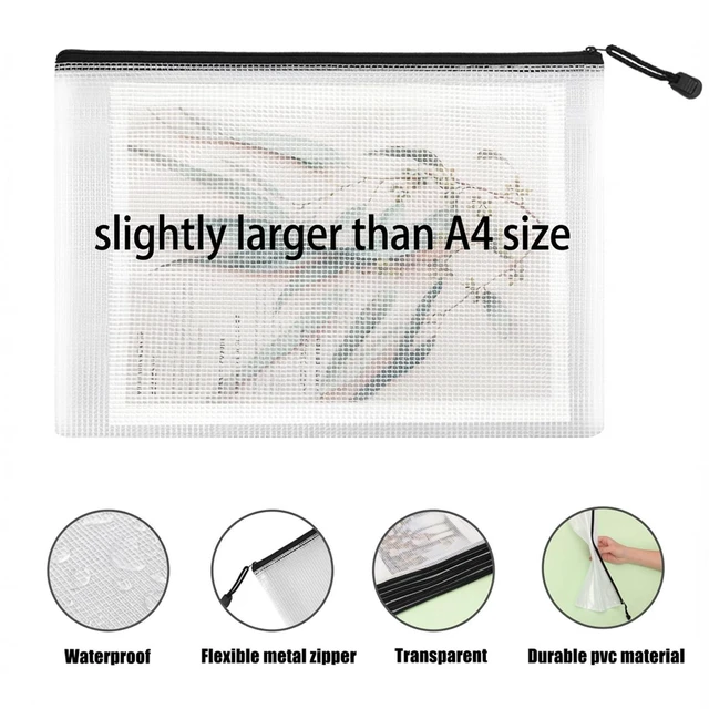 Alt view image 3 of 7 - 40pcs A4 Zipper Pouch Bags, Mesh Pouch Bags for Board Games & Puzzles Supplies, Waterproof Document Zipper Cases for School Toys Office Cosmetics Travel Storage,Black