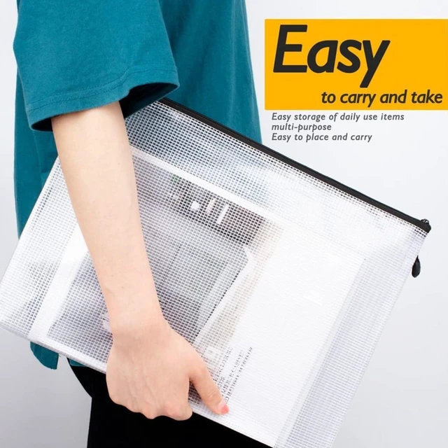 Alt view image 6 of 7 - 40pcs A4 Zipper Pouch Bags, Mesh Pouch Bags for Board Games & Puzzles Supplies, Waterproof Document Zipper Cases for School Toys Office Cosmetics Travel Storage,Black