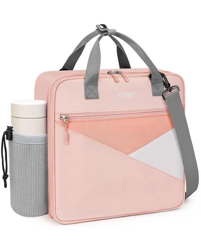 Main image of Zipper Binder Bag, 2 Inch 3 Ring Binder with Zipper Fit 14 Inch Laptop, 500 Sheets Capacity Zippered Binders with Shoulder Strap & Removable O-Ring Pad for Middle School Student Girls, Pink