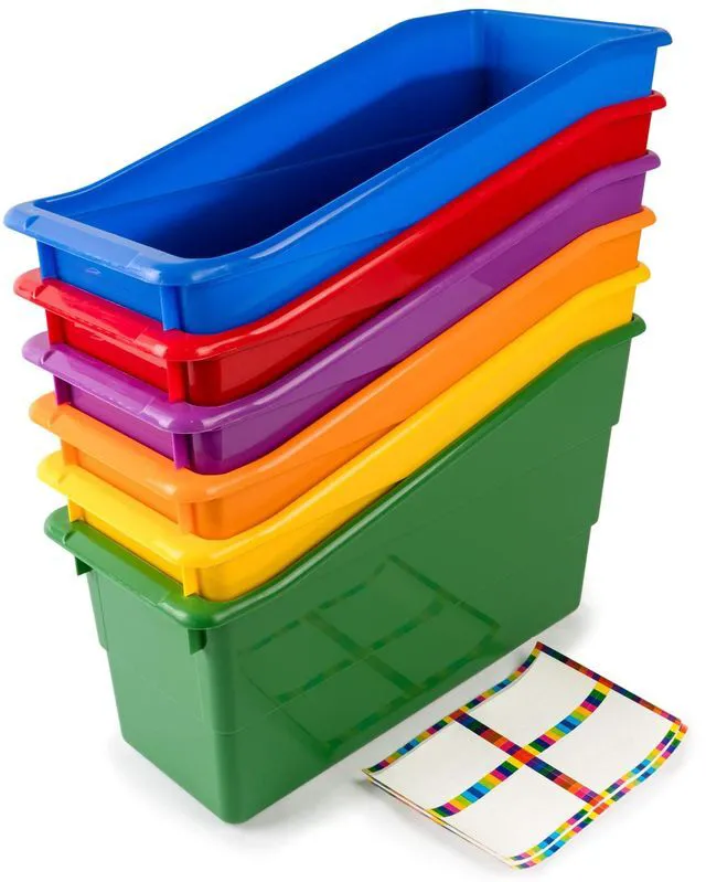 Main image of Durable Book and Binder Holder, 6-Pack, Group Color 5.5" x 12.5" x 7.5", Classroom Organization, Storage Solution, Sturdy and Versatile