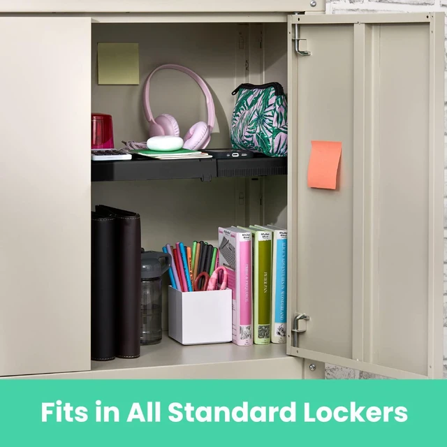 Alt view image 3 of 3 - Adjust-A-Shelf Locker Shelf, Extends to Fit Your Locker, Easy to Use, Perfect for School, Office, Gym, Black, 2-Pack