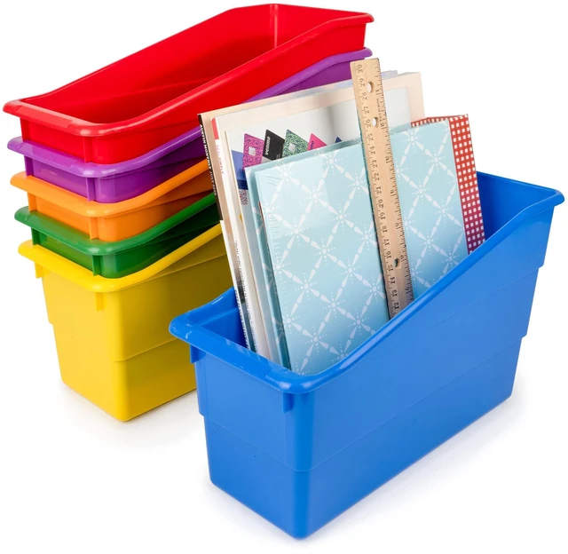 Alt view image 3 of 7 - Durable Book and Binder Holder, 6-Pack, Group Color 5.5" x 12.5" x 7.5", Classroom Organization, Storage Solution, Sturdy and Versatile