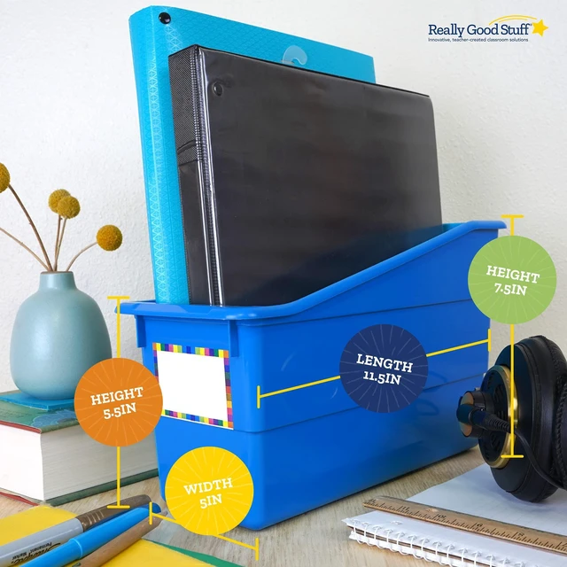 Alt view image 6 of 7 - Durable Book and Binder Holder, 6-Pack, Group Color 5.5" x 12.5" x 7.5", Classroom Organization, Storage Solution, Sturdy and Versatile
