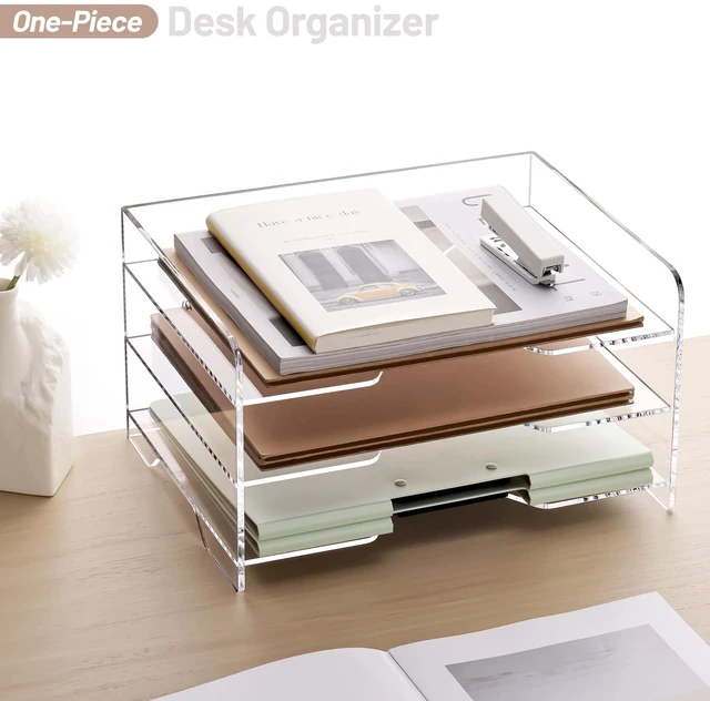 Alt view image 5 of 7 - Acrylic Paper Organizer Letter Tray, 3 Tier Enlarged File Holder Clear Desk Organizer for Office Supplies, Versatile Paper Sorter Desk Shelf for Office Classroom Home,13.8 x 9.6 x 7.8 in