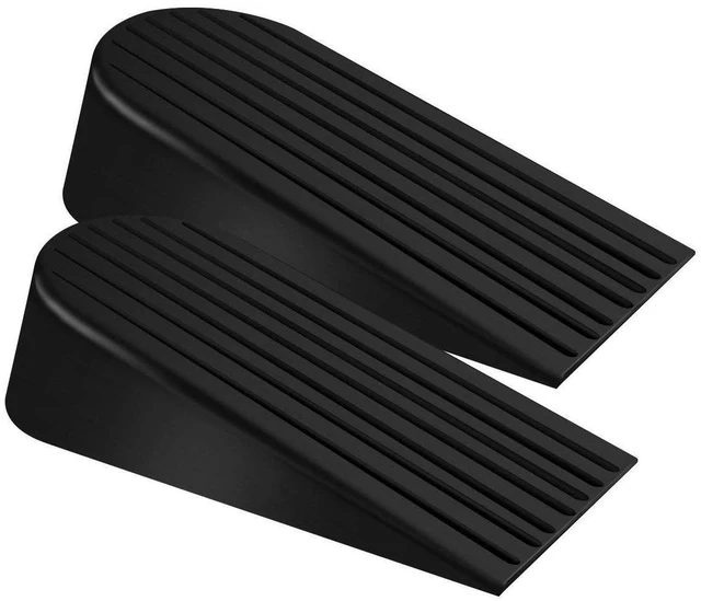 Main image of Big Door Stopper 2 Packs, Heavy Duty Wedge Rubber Door Stop Works on All Floor Surfaces, Non-Scratching Doorstops Special for Home Office School Heavy Door (Black, H1.9 x L6.3 x W2.7 Inches)