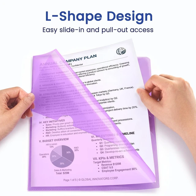 Alt view image 3 of 7 - 25 Pack Clear Document Folder Project Pockets, Clear Plastic Folders Letter Size Plastic Document Folders Paper Poly Jacket Sleeves Folders Copy, 5 Assorted Colors