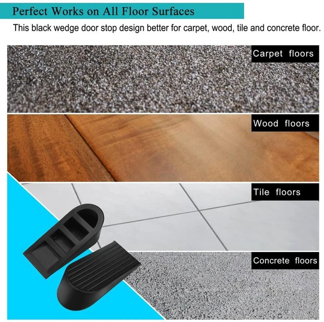 Alt view image 5 of 7 - Big Door Stopper 2 Packs, Heavy Duty Wedge Rubber Door Stop Works on All Floor Surfaces, Non-Scratching Doorstops Special for Home Office School Heavy Door (Black, H1.9 x L6.3 x W2.7 Inches)