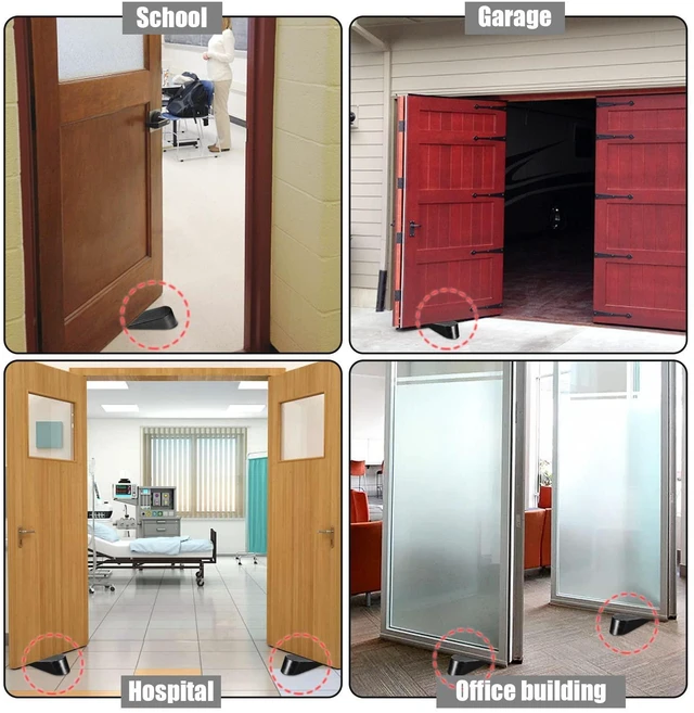 Alt view image 6 of 7 - Big Door Stopper 2 Packs, Heavy Duty Wedge Rubber Door Stop Works on All Floor Surfaces, Non-Scratching Doorstops Special for Home Office School Heavy Door (Black, H1.9 x L6.3 x W2.7 Inches)