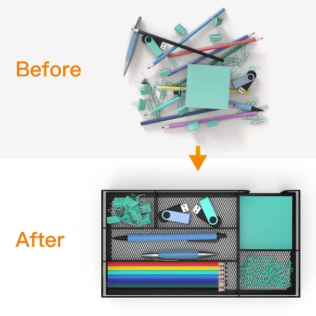 Alt view image 2 of 7 - Desk Drawer Organizer, Metal Mesh Dividers Organizer (Blak-2P, Small)
