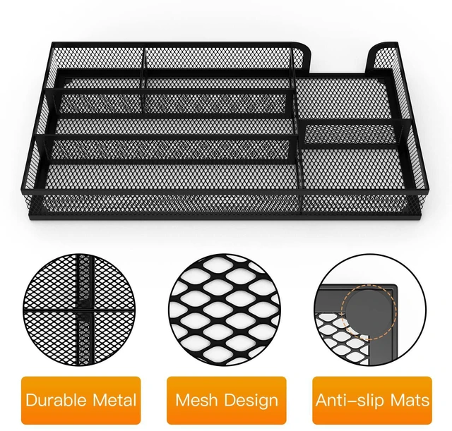 Alt view image 3 of 7 - Desk Drawer Organizer, Metal Mesh Dividers Organizer (Blak-2P, Small)