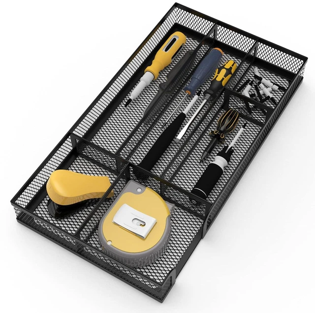 Alt view image 5 of 7 - Desk Drawer Organizer, Metal Mesh Dividers Organizer (Blak-2P, Small)