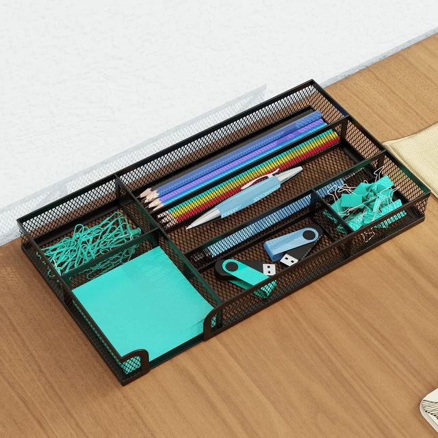 Alt view image 6 of 7 - Desk Drawer Organizer, Metal Mesh Dividers Organizer (Blak-2P, Small)