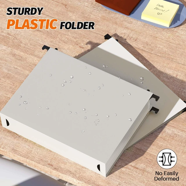 Alt view image 2 of 7 - Plastic Hanging File Folder, 12 Pack, Letter Size, Grey Extra Capacity,12 Pack Reinforced Hang Folders,Heavy Duty 2 Inch Expansion,Filing Cabinet Folder for Bulk Files/Medical Chart