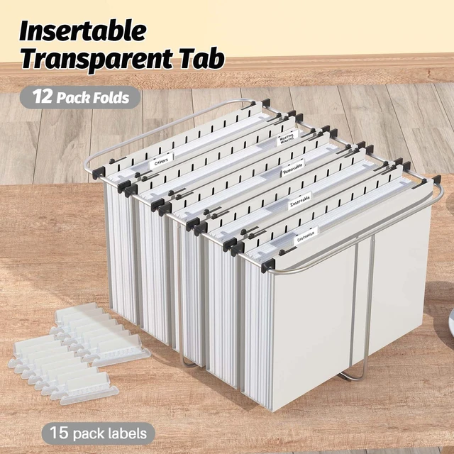 Alt view image 6 of 7 - Plastic Hanging File Folder, 12 Pack, Letter Size, Grey Extra Capacity,12 Pack Reinforced Hang Folders,Heavy Duty 2 Inch Expansion,Filing Cabinet Folder for Bulk Files/Medical Chart