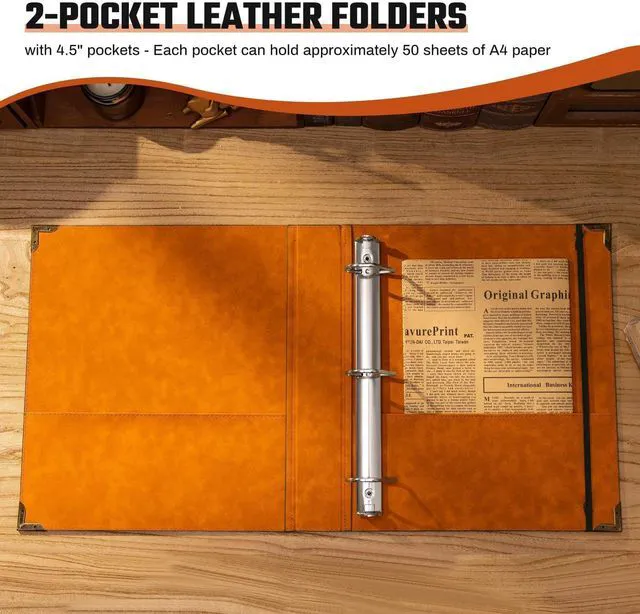 Alt view image 3 of 6 - 2 Pack PU Leather D Ring Binder, 1.5 Inch Green Tree Fits 8.5x11 letter paper, holds 400 sheets, inner pockets, loose leaf organizer