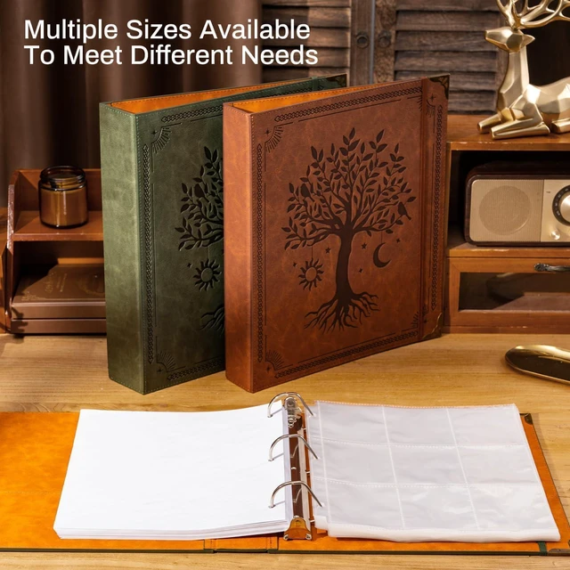 Alt view image 6 of 6 - 2 Pack PU Leather D Ring Binder, 1.5 Inch Green Tree Fits 8.5x11 letter paper, holds 400 sheets, inner pockets, loose leaf organizer