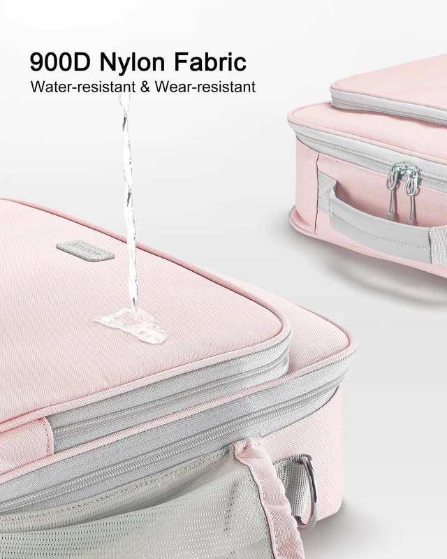 Alt view image 5 of 7 - 3 Inch 3-Ring Zipper Binder with Water Bottle Holder and Handle D-Ring Zip Up Binder with Shoulder Strap, 700 Sheet Capacity, Compatible with 13" MacBook/Tablet, for School, Office, Pink