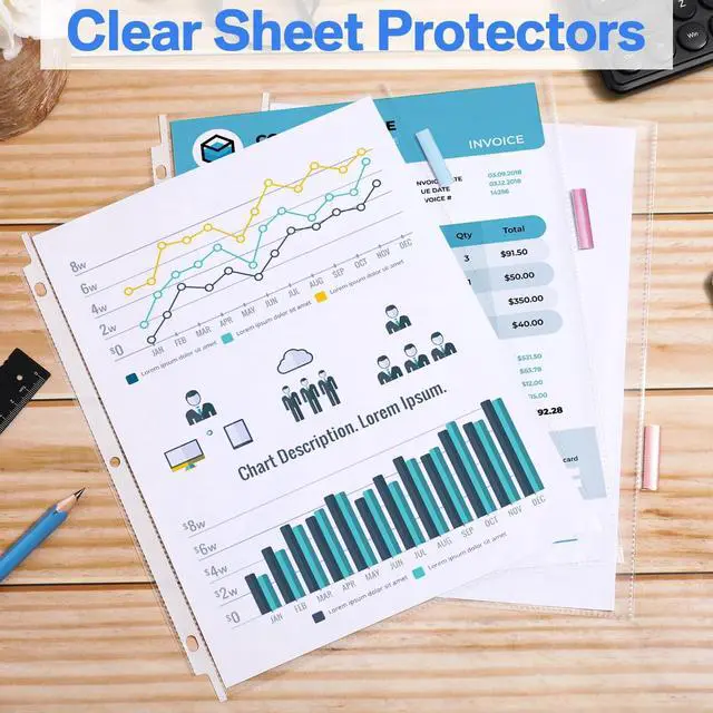 Alt view image 6 of 7 - 30 Set of 240 Pack Clear Sheet Protector for 3 Ring Binder Plastic Sheet Protectors with 8 Tab Divider, 8 x 11 Letter Size, Durable Reusable, Organize Documents for School Office Home