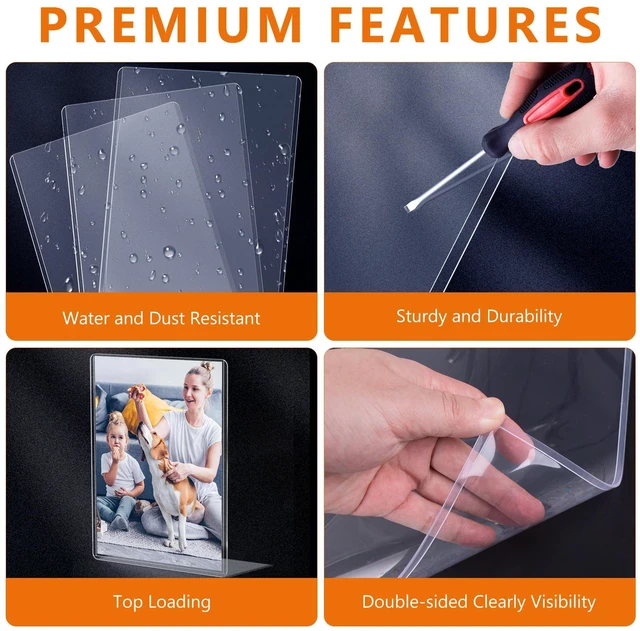 Alt view image 3 of 7 - 50PCS 5" x 7" Rigid Print Protectors Clear Waterproof Hard Plastic Page Sheet Protectors Rigid Sheet Protectors Top Loading Photo Card Plastic Sleeves Paper Document Holder