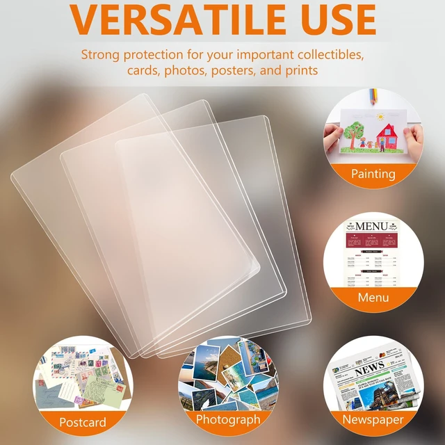 Alt view image 5 of 7 - 50PCS 5" x 7" Rigid Print Protectors Clear Waterproof Hard Plastic Page Sheet Protectors Rigid Sheet Protectors Top Loading Photo Card Plastic Sleeves Paper Document Holder