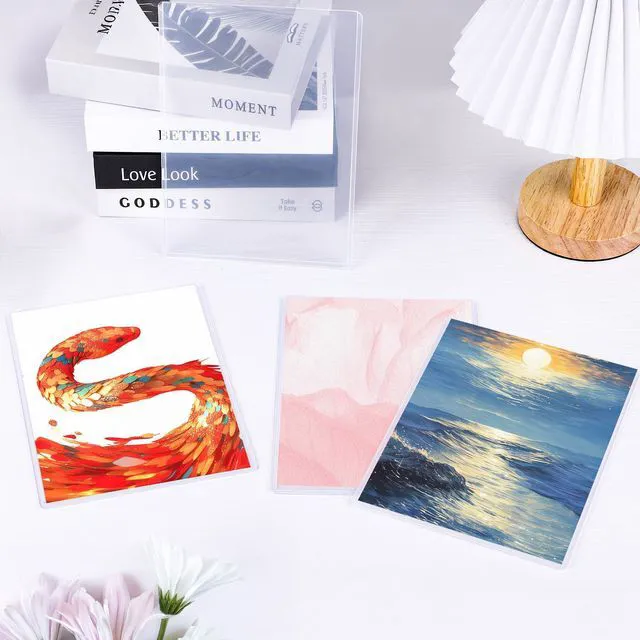 Alt view image 7 of 7 - 50PCS 5" x 7" Rigid Print Protectors Clear Waterproof Hard Plastic Page Sheet Protectors Rigid Sheet Protectors Top Loading Photo Card Plastic Sleeves Paper Document Holder