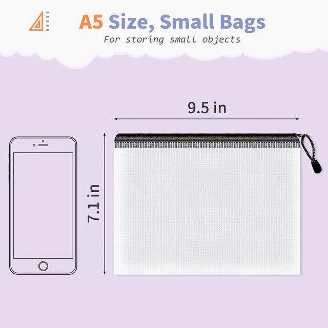 Alt view image 2 of 7 - 24 Pack A5 Black Mesh Zipper Pouches, Office Document Storage Bags 24 Black A5 Pouches Provide Professional Storage for Documents, Receipts and Supplies with a Clean Design and Quick Access