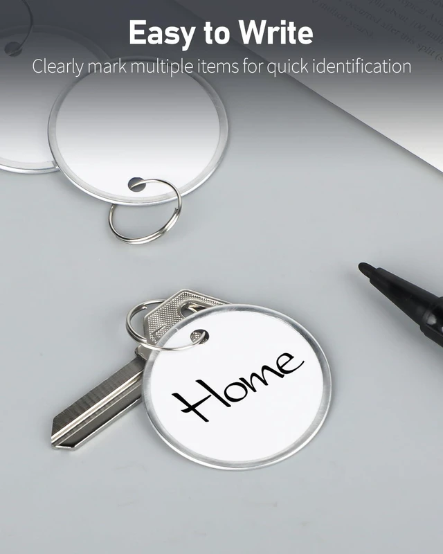 Alt view image 2 of 7 - 50 Pcs Key Tags 1.5 Inch Round Key Chain Tags Writable White Paper Labels with Metal Edges and Split Rings Sturdy Lightweight Key Item Identifiers (Pack of 2)