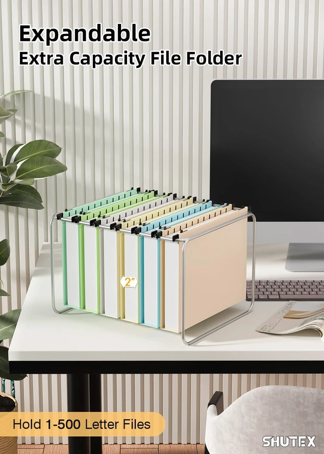 Alt view image 4 of 7 - Plastic Hanging File Folder, 12 Pack, Letter Size, Pastel Colors Extra Capacity,12 Pack Reinforced Hang Folders,Heavy Duty 2 Inch Expansion,Filing Cabinet Folder for Bulk Files/Medical Chart