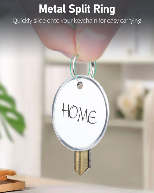 Alt view image 4 of 7 - 50 Pcs Key Tags 1.5 Inch Round Key Chain Tags Writable White Paper Labels with Metal Edges and Split Rings Sturdy Lightweight Key Item Identifiers (Pack of 2)