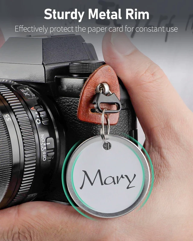 Alt view image 3 of 7 - 50 Pcs Key Tags 1.5 Inch Round Key Chain Tags Writable White Paper Labels with Metal Edges and Split Rings Sturdy Lightweight Key Item Identifiers (Pack of 2)