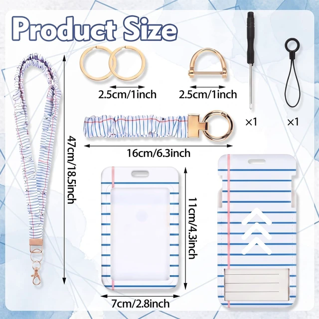 Alt view image 2 of 7 - 3 Packs Teacher Scrunchie Lanyard with ID Holder Keychain Set Back to School Scrunchie Lanyard, Breakaway Teacher Lanyards, Wristlet Key Rings Set, Pastel Pencil and Composition Paper